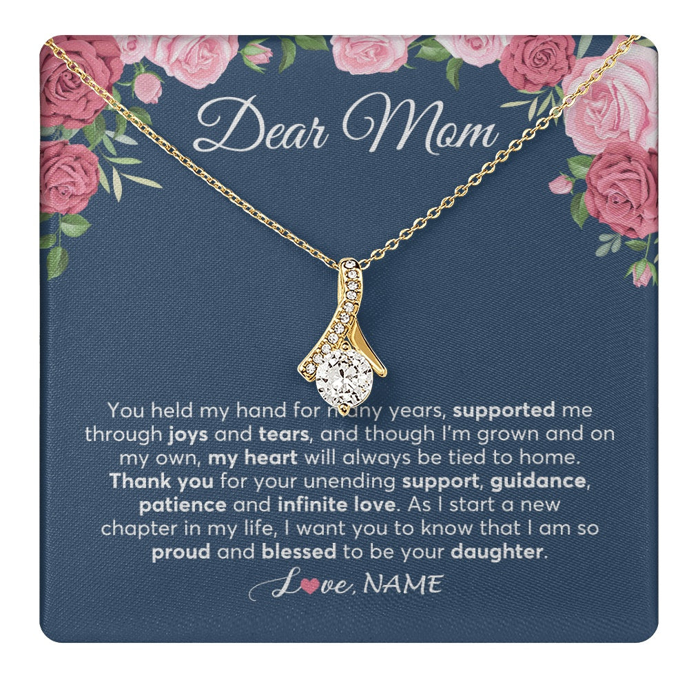 Alluring Beauty Necklace 18K Yellow Gold Finish | 1 | Personalized Mom Mother Of The Bride From Daughter Necklace Thank You Mother And Daughter Wedding Gifts For Mom On Wedding Day Customized Gift Box Message Card | teecentury.myshopify