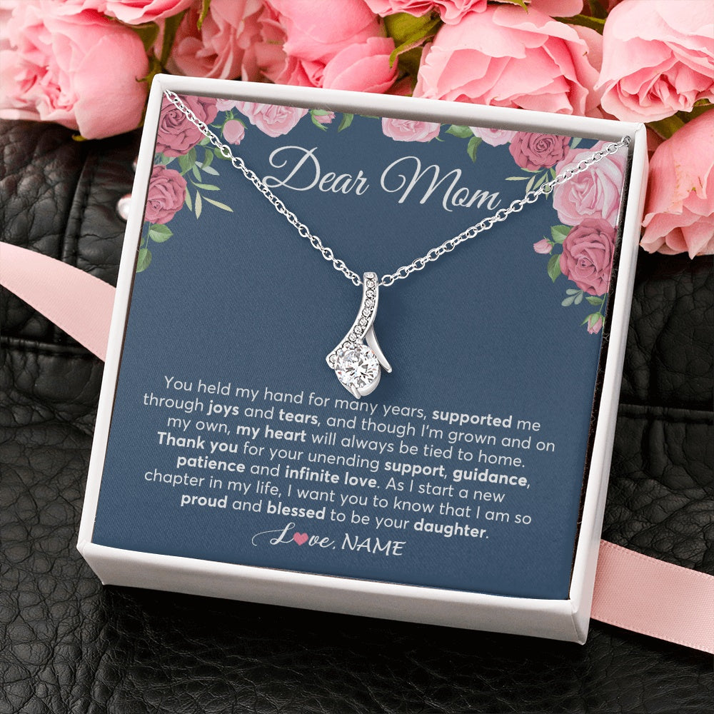 Alluring Beauty Necklace 14K White Gold Finish | 2 | Personalized Mom Mother Of The Bride From Daughter Necklace Thank You Mother And Daughter Wedding Gifts For Mom On Wedding Day Customized Gift Box Message Card | teecentury.myshopify