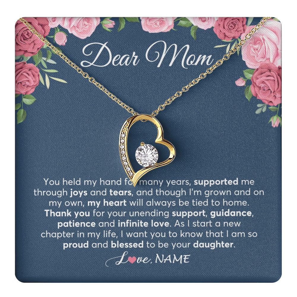 Forever Love Necklace 18K Yellow Gold Finish | 1 | Personalized Mom Mother Of The Bride From Daughter Necklace Thank You Mother And Daughter Wedding Gifts For Mom On Wedding Day Customized Gift Box Message Card | teecentury.myshopify
