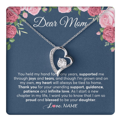 Forever Love Necklace 14K White Gold Finish | 1 | Personalized Mom Mother Of The Bride From Daughter Necklace Thank You Mother And Daughter Wedding Gifts For Mom On Wedding Day Customized Gift Box Message Card | teecentury.myshopify