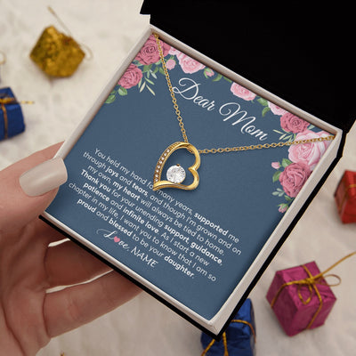 Forever Love Necklace 18K Yellow Gold Finish | 2 | Personalized Mom Mother Of The Bride From Daughter Necklace Thank You Mother And Daughter Wedding Gifts For Mom On Wedding Day Customized Gift Box Message Card | teecentury.myshopify