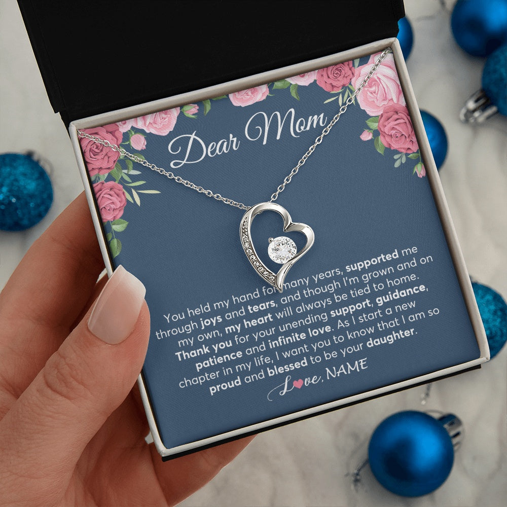 Forever Love Necklace 14K White Gold Finish | 2 | Personalized Mom Mother Of The Bride From Daughter Necklace Thank You Mother And Daughter Wedding Gifts For Mom On Wedding Day Customized Gift Box Message Card | teecentury.myshopify