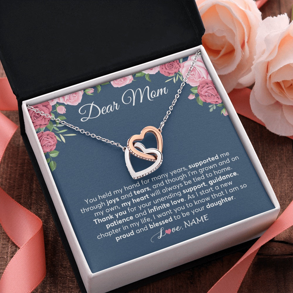 Interlocking Hearts Necklace Stainless Steel & Rose Gold Finish | 2 | Personalized Mom Mother Of The Bride From Daughter Necklace Thank You Mother And Daughter Wedding Gifts For Mom On Wedding Day Customized Gift Box Message Card | teecentury.myshopify