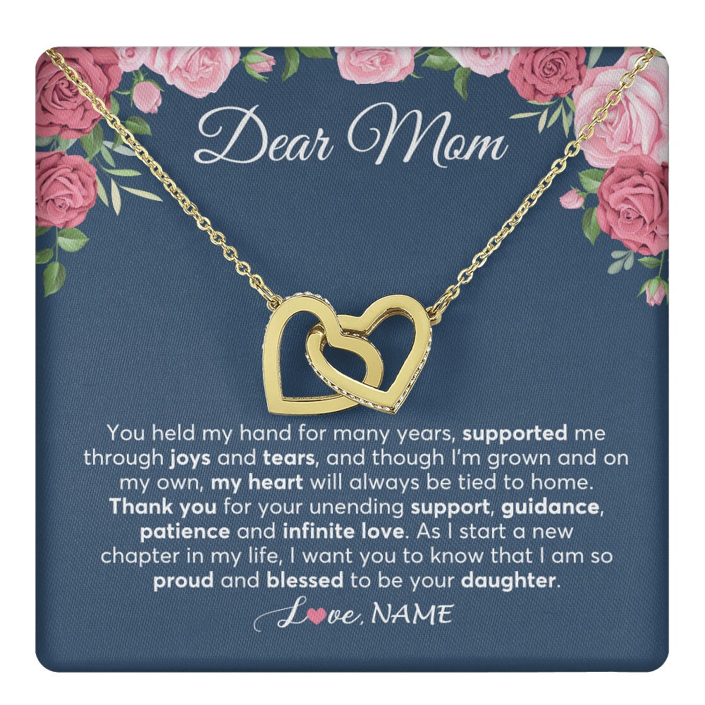 Interlocking Hearts Necklace 18K Yellow Gold Finish | 1 | Personalized Mom Mother Of The Bride From Daughter Necklace Thank You Mother And Daughter Wedding Gifts For Mom On Wedding Day Customized Gift Box Message Card | teecentury.myshopify