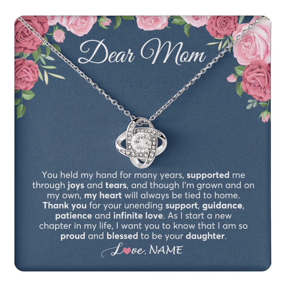 Love Knot Necklace 14K White Gold Finish | 1 | Personalized Mom Mother Of The Bride From Daughter Necklace Thank You Mother And Daughter Wedding Gifts For Mom On Wedding Day Customized Gift Box Message Card | teecentury.myshopify