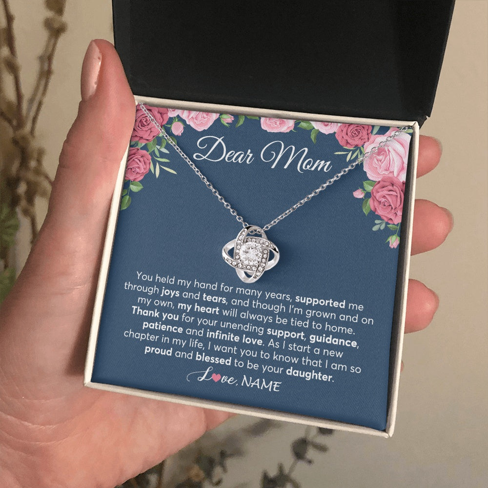 Love Knot Necklace 14K White Gold Finish | 2 | Personalized Mom Mother Of The Bride From Daughter Necklace Thank You Mother And Daughter Wedding Gifts For Mom On Wedding Day Customized Gift Box Message Card | teecentury.myshopify