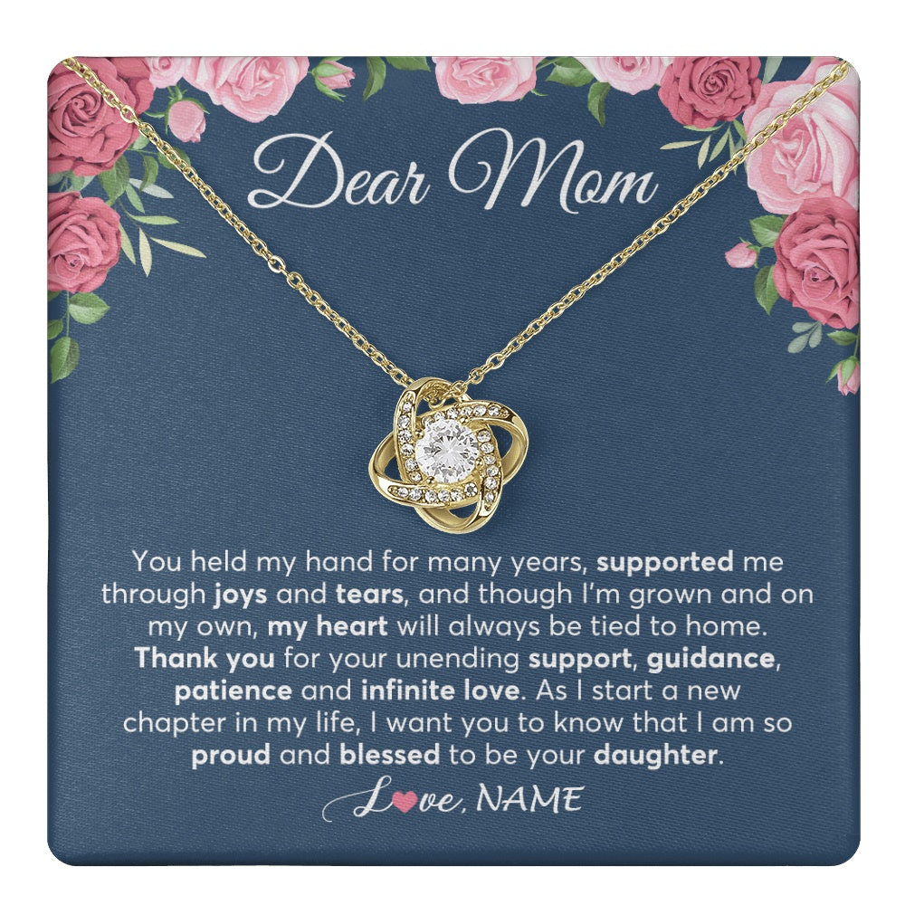 Love Knot Necklace 18K Yellow Gold Finish | 1 | Personalized Mom Mother Of The Bride From Daughter Necklace Thank You Mother And Daughter Wedding Gifts For Mom On Wedding Day Customized Gift Box Message Card | teecentury.myshopify