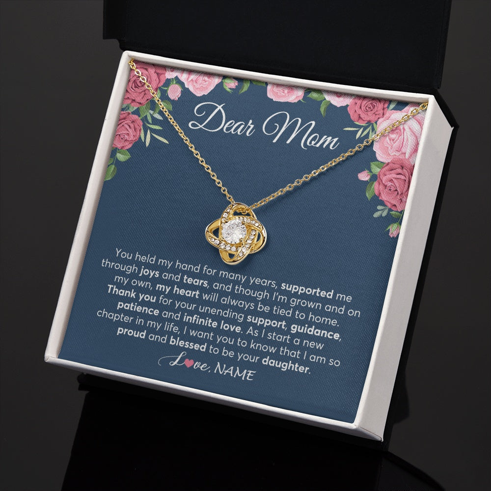 Love Knot Necklace 18K Yellow Gold Finish | 2 | Personalized Mom Mother Of The Bride From Daughter Necklace Thank You Mother And Daughter Wedding Gifts For Mom On Wedding Day Customized Gift Box Message Card | teecentury.myshopify