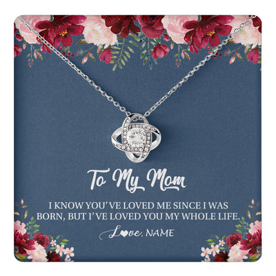Love Knot Necklace 14K White Gold Finish | 1 | Personalized Mom Necklace From Daughter Son I've Loved You My Whole Life Floral Mom Birthday Mothers Day Christmas Customized Message Card | teecentury