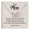 Interlocking Hearts Necklace Stainless Steel & Rose Gold Finish | 1 | Personalized Mom Necklace From Daughter Son You're Always In My Heart Mom Birthday Mothers Day Christmas Jewelry Pendant Customized Gift Box Message Card | teecentury