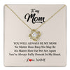 Love Knot Necklace 18K Yellow Gold Finish | 1 | Personalized Mom Necklace From Daughter Son You're Always In My Heart Mom Birthday Mothers Day Christmas Jewelry Pendant Customized Gift Box Message Card | teecentury