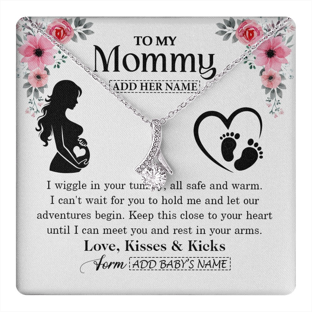 Alluring Beauty Necklace 14K White Gold Finish | 1 | Personalized Mom To Be Gift Pregnancy Gifts For Expecting Mommy Necklace For Women New Mother Present Mothers Day Jewellery Idea Custom Gift Box Message Card | https://teecentury.