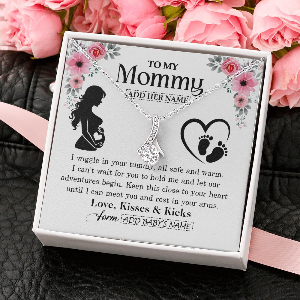 Alluring Beauty Necklace 14K White Gold Finish | 2 | Personalized Mom To Be Gift Pregnancy Gifts For Expecting Mommy Necklace For Women New Mother Present Mothers Day Jewellery Idea Custom Gift Box Message Card | https://teecentury.