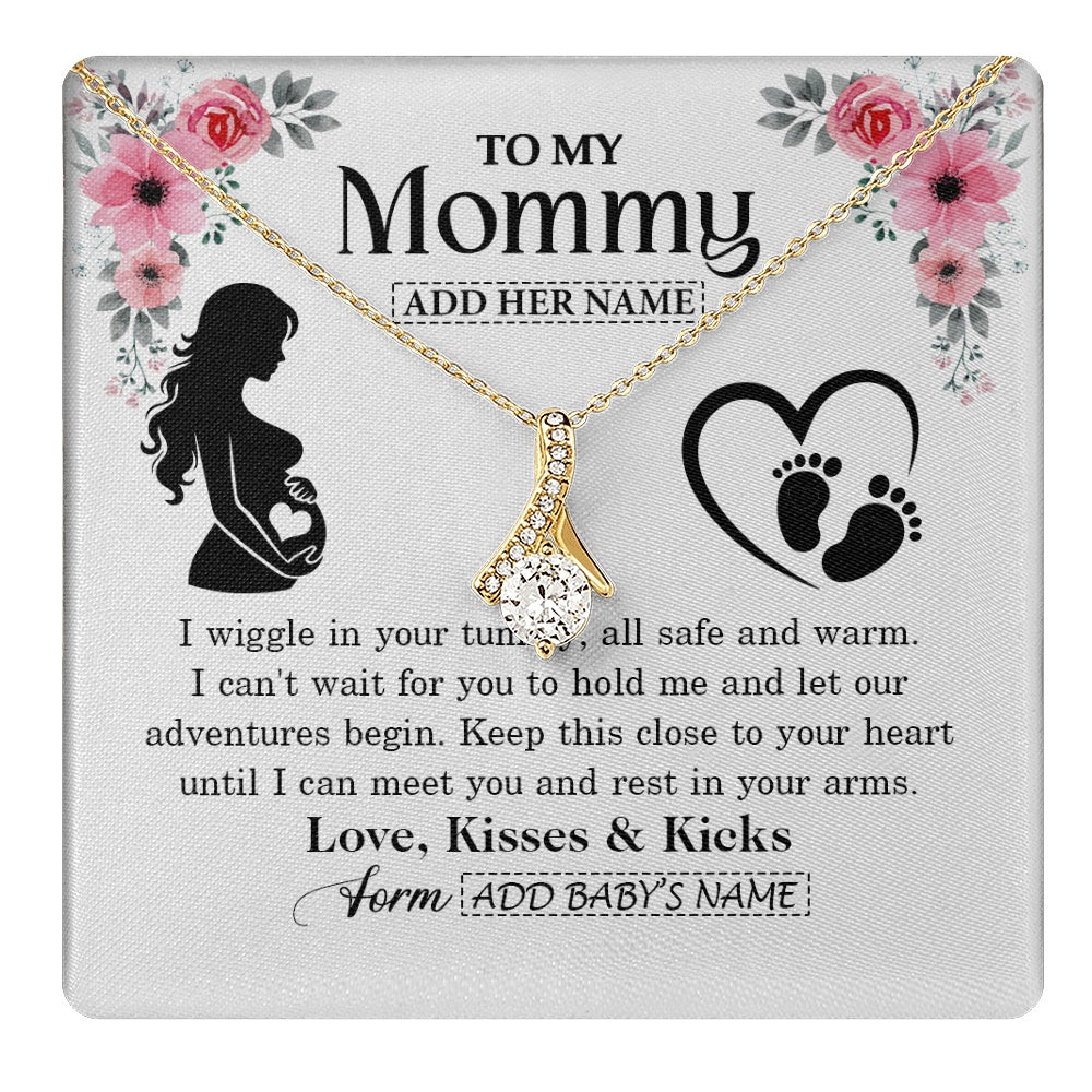 Alluring Beauty Necklace 18K Yellow Gold Finish | 1 | Personalized Mom To Be Gift Pregnancy Gifts For Expecting Mommy Necklace For Women New Mother Present Mothers Day Jewellery Idea Custom Gift Box Message Card | https://teecentury.