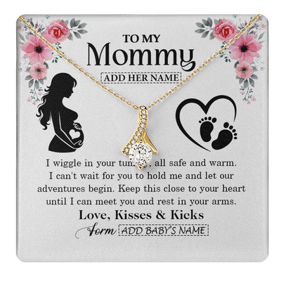 Alluring Beauty Necklace 18K Yellow Gold Finish | 1 | Personalized Mom To Be Gift Pregnancy Gifts For Expecting Mommy Necklace For Women New Mother Present Mothers Day Jewellery Idea Custom Gift Box Message Card | https://teecentury.