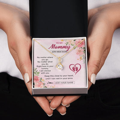 Alluring Beauty Necklace 18K Yellow Gold Finish | 2 | Personalized Mommy To Be Gift Pregnancy Gifts To My Mommy From Baby Bump Necklace Expecting Mom Gifts New Mothers Day Jewellery Custom Gift Box Message Card | https://teecentury.