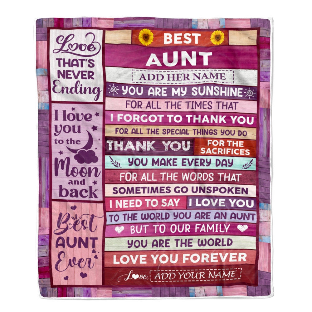 Personalized Mothers Day Blanket Gifts For Aunt From Niece Nephew Wood Best Aunt Present Birthday For Aunts Auntie Christmas Custom Fleece Throw Blanket | teecentury