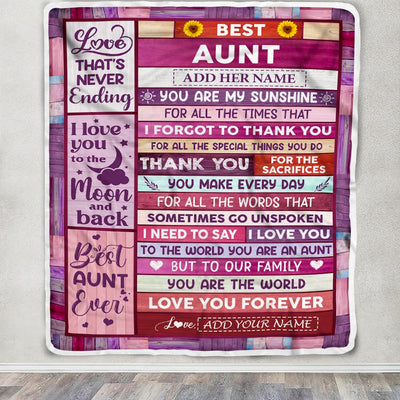 Personalized Mothers Day Blanket Gifts For Aunt From Niece Nephew Wood Best Aunt Present Birthday For Aunts Auntie Christmas Custom Fleece Throw Blanket | teecentury
