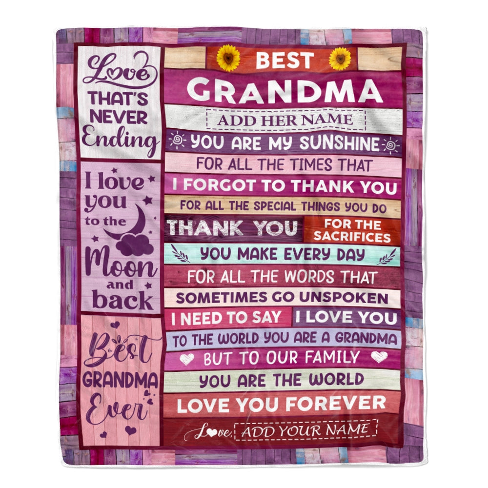 Personalized Mothers Day Blanket Gifts For Grandma From Granddaughter Grandson Wood Best Grandma Present Birthday For Grandmother Christmas Fleece Blanket | teecentury