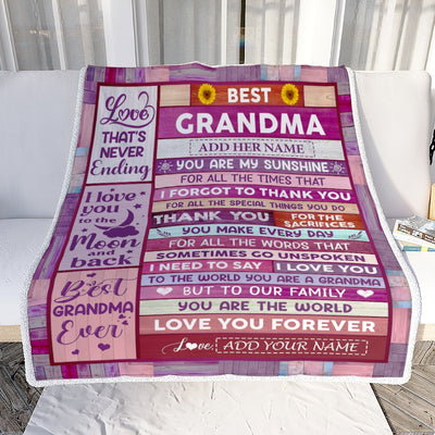 Personalized Mothers Day Blanket Gifts For Grandma From Granddaughter Grandson Wood Best Grandma Present Birthday For Grandmother Christmas Fleece Blanket | teecentury