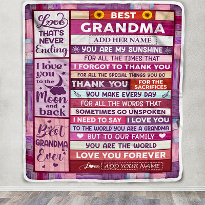 Personalized Mothers Day Blanket Gifts For Grandma From Granddaughter Grandson Wood Best Grandma Present Birthday For Grandmother Christmas Fleece Blanket | teecentury