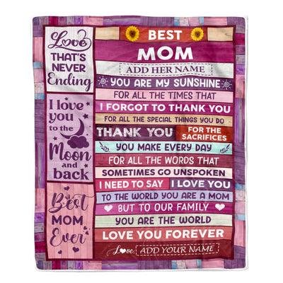 Personalized Mothers Day Blanket Gifts For Mom From Daughter Son Wood Best Mom Present Birthday For Moms Mother Christmas Custom Fleece Throw Blanket | teecentury