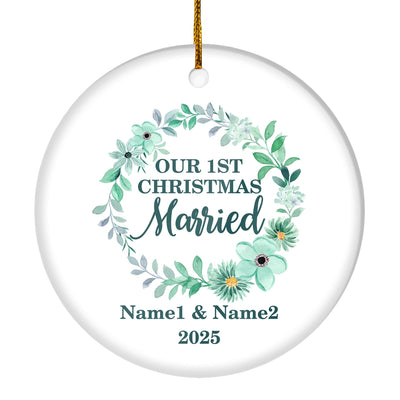 Personalized Mr And Mrs First Married Christmas Ornament Wedding Initial Married Keepsake Custom Name Decoration (22) Customized Christmas Tree Ornament | teecentury