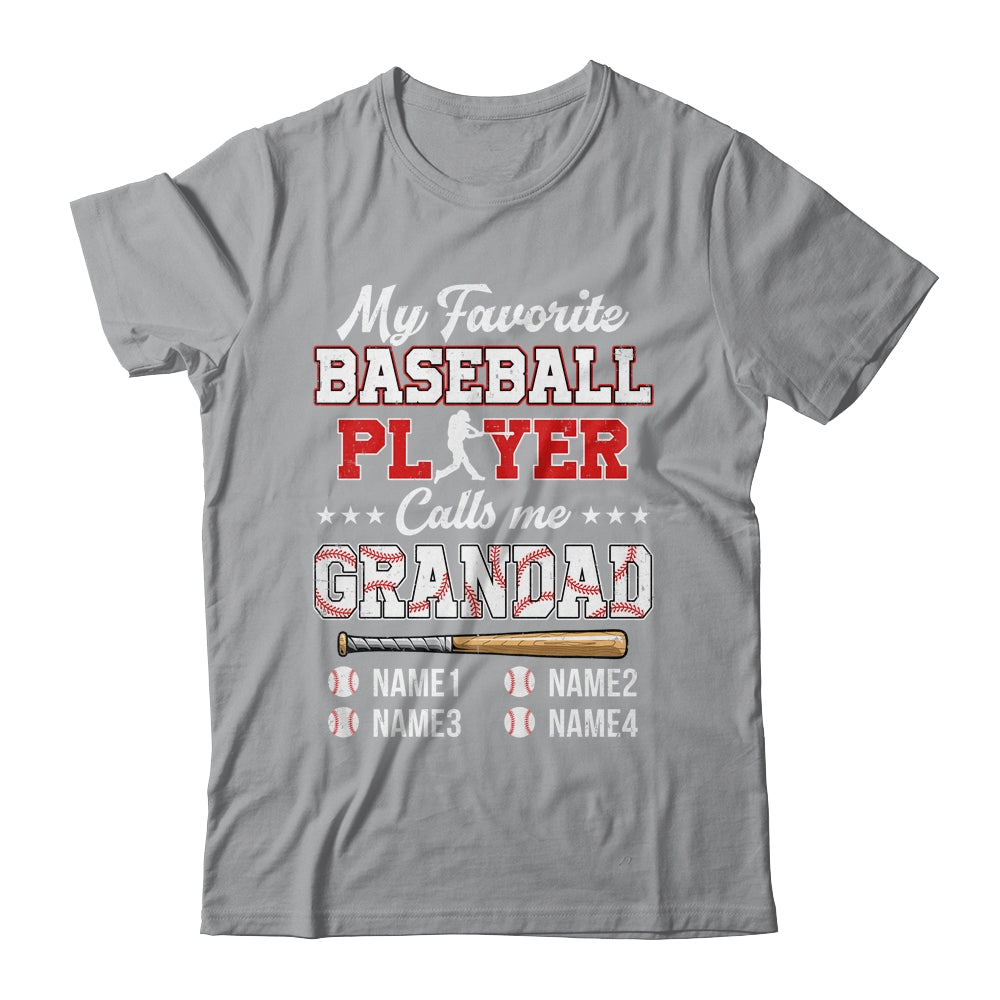 Personalized My Favorite Baseball Player Calls Me Grandad Custom Kids Name Fathers Day Birthday Christmas Shirt & Hoodie | teecentury