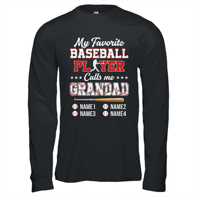 Personalized My Favorite Baseball Player Calls Me Grandad Custom Kids Name Fathers Day Birthday Christmas Shirt & Hoodie | teecentury