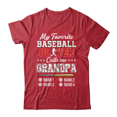 Personalized My Favorite Baseball Player Calls Me Grandpa Custom Kids Name Fathers Day Birthday Christmas Shirt & Hoodie | teecentury