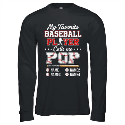 Personalized My Favorite Baseball Player Calls Me Pop Custom Kids Name Fathers Day Birthday Christmas Shirt & Hoodie | teecentury