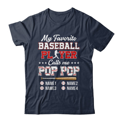 Personalized My Favorite Baseball Player Calls Me Pop Pop Custom Kids Name Fathers Day Birthday Christmas Shirt & Hoodie | teecentury