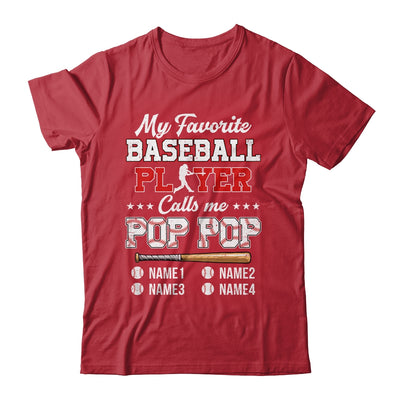 Personalized My Favorite Baseball Player Calls Me Pop Pop Custom Kids Name Fathers Day Birthday Christmas Shirt & Hoodie | teecentury