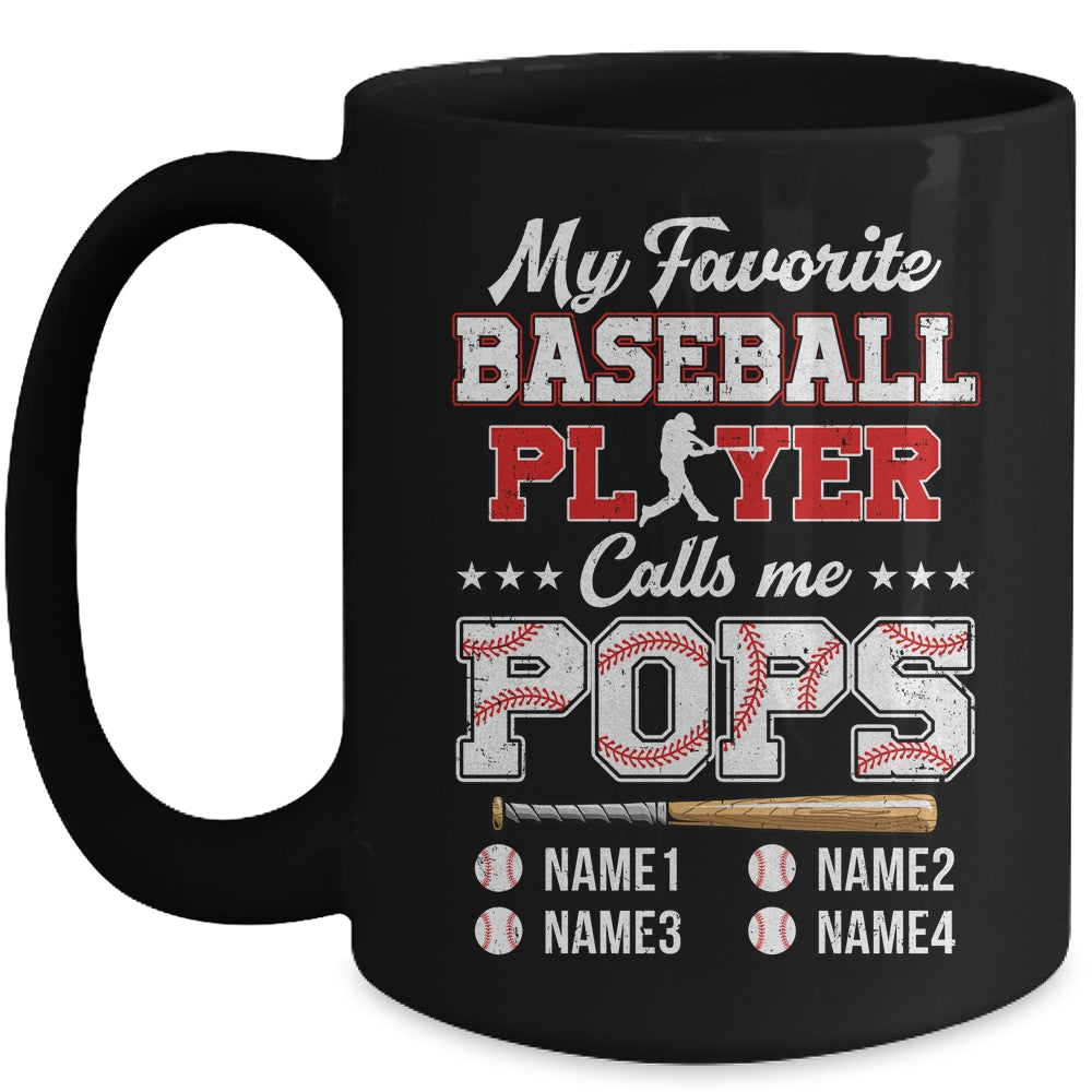 Personalized My Favorite Baseball Player Calls Me Pops Custom Kids Name Fathers Day Birthday Christmas Mug | teecentury