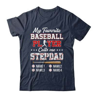 Personalized My Favorite Baseball Player Calls Me Stepdad Custom Kids Name Fathers Day Birthday Christmas Shirt & Hoodie | teecentury