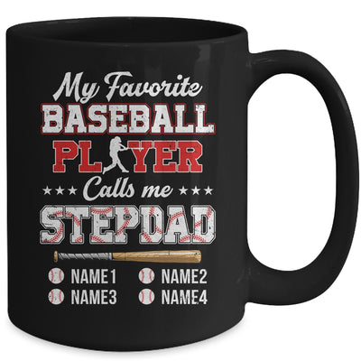 Personalized My Favorite Baseball Player Calls Me Stepdad Custom Kids Name Fathers Day Birthday Christmas Mug | teecentury