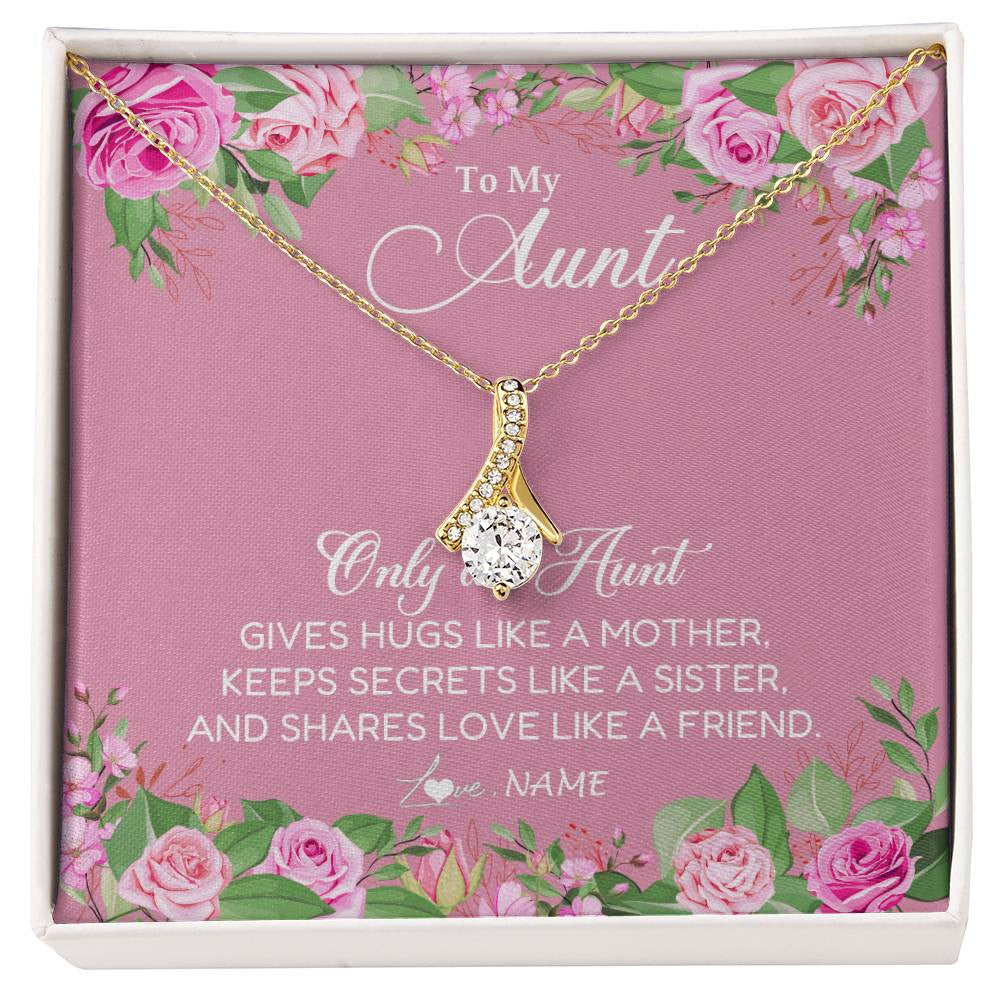 Alluring Beauty Necklace 18K Yellow Gold Finish | Personalized My My Aunt Necklace From Niece Only An Aunt Gives Hugs Like A Mother Aunt Pendant Jewelry Birthday Mothers Day Christmas Customized Message Card | teecentury