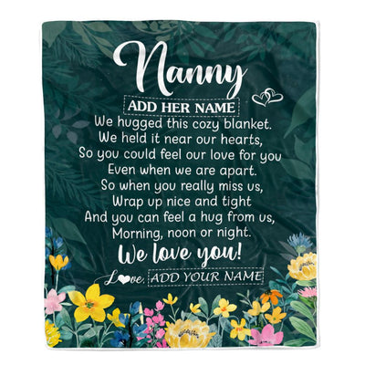 Personalized Nanny Blanket From Kids Floral Green We Love You Nanny Birthday Gifts Mothers Day Thanksgiving Christmas Customized Fleece Blanket | teecentury