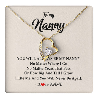Forever Love Necklace 18K Yellow Gold Finish | 1 | Personalized Nanny Necklace You Will Always Be My Nanny Birthday Mothers Day Christmas Customized Gift Box Message Card | teecentury