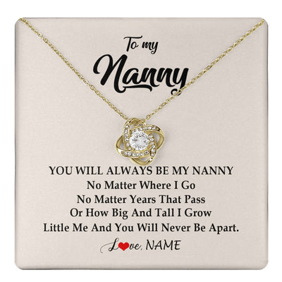 Love Knot Necklace 18K Yellow Gold Finish | 1 | Personalized Nanny Necklace You Will Always Be My Nanny Birthday Mothers Day Christmas Customized Gift Box Message Card | teecentury