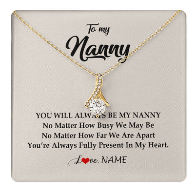Alluring Beauty Necklace 18K Yellow Gold Finish | 1 | Personalized Nanny Necklace You're Always In My Heart Nanny Birthday Mothers Day Christmas Jewelry Pendant Customized Gift Box Message Card | teecentury
