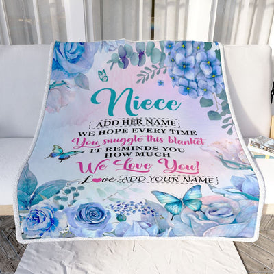Personalized Niece Blanket From Aunt Auntie Uncle Floral Print We Love You Niece Birthday Gifts Graduation Christmas Customized Bed Fleece Throw Blanket | teecentury