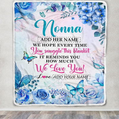Personalized Nonna Blanket From Grandkids Granddaughter Grandson Floral Print We Love You Nonna Birthday Gifts Mothers Day Christmas Customized Fleece Blanket | teecentury