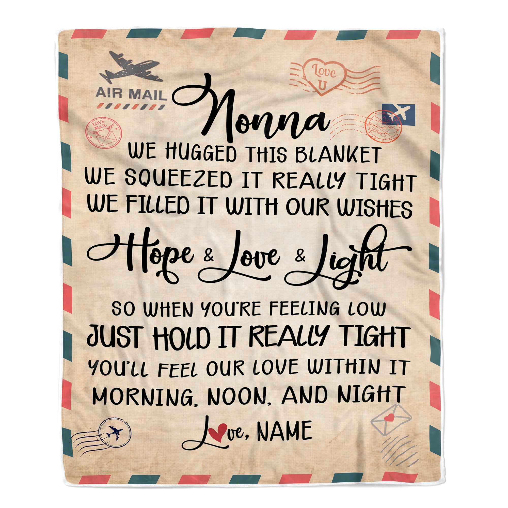 Personalized Nonna Blanket From Grandkids We Hugged This Blanket Mail Letter Nonna Birthday Mothers Day Christmas Customized Fleece Blanket | teecentury