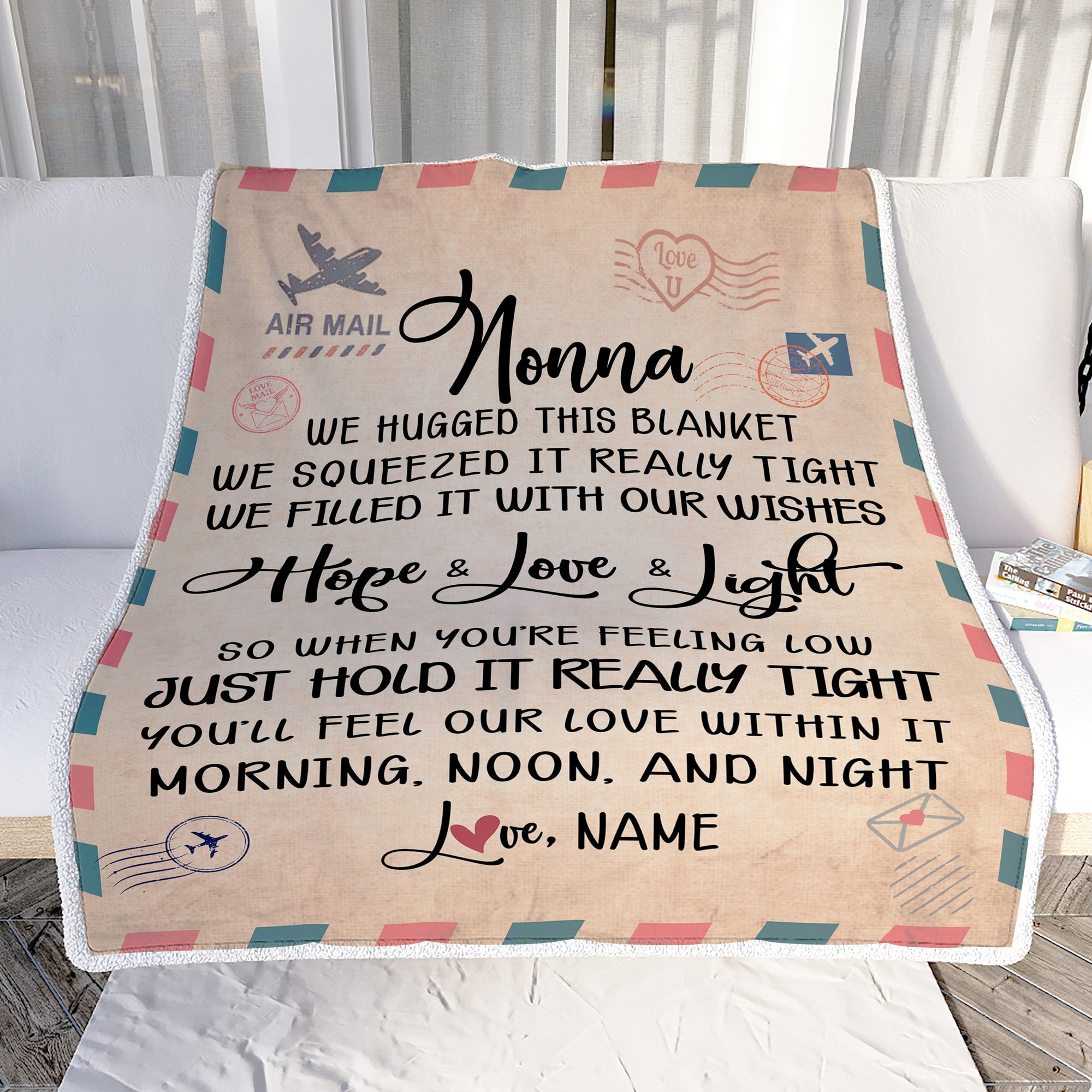 Personalized Nonna Blanket From Grandkids We Hugged This Blanket Mail Letter Nonna Birthday Mothers Day Christmas Customized Fleece Blanket | teecentury