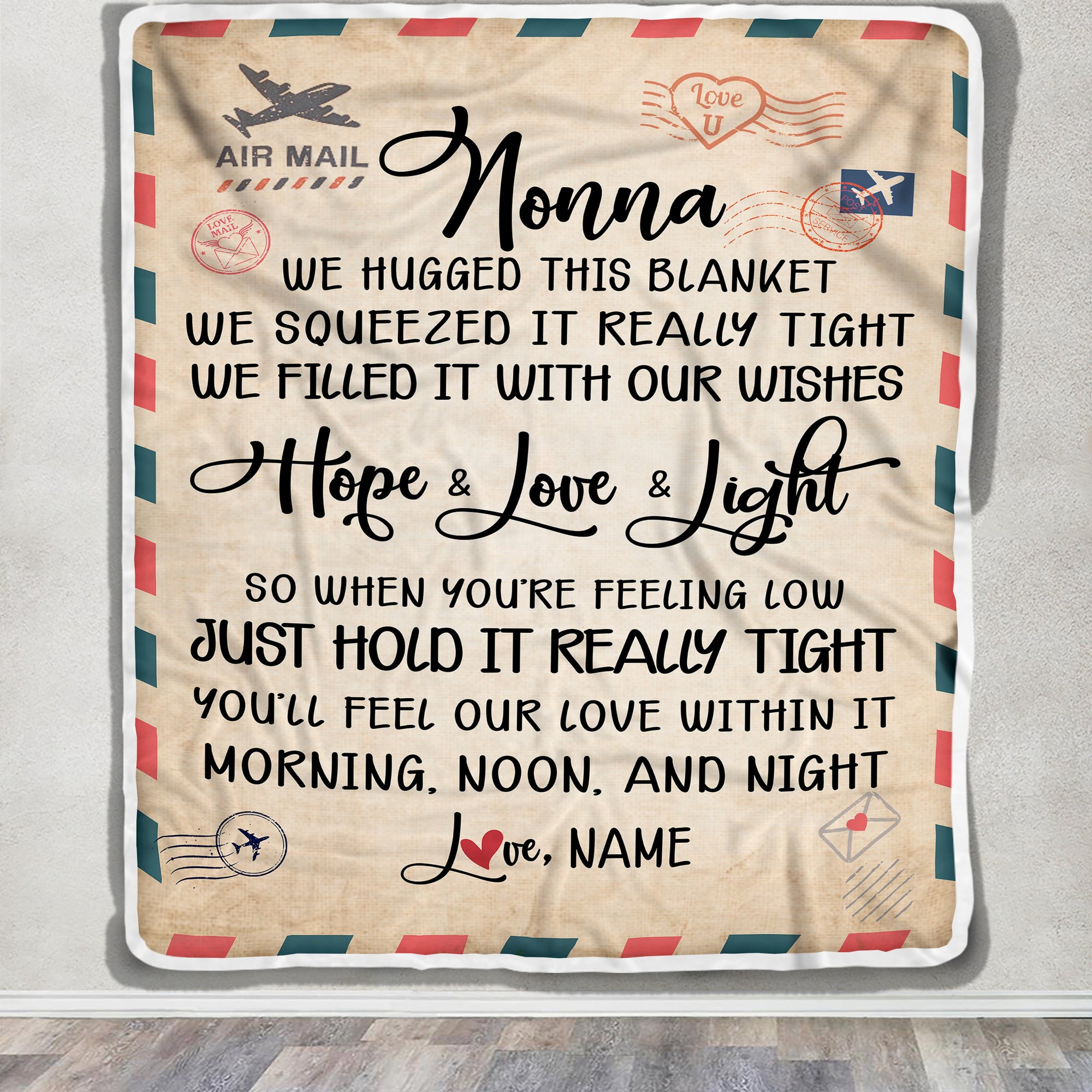 Personalized Nonna Blanket From Grandkids We Hugged This Blanket Mail Letter Nonna Birthday Mothers Day Christmas Customized Fleece Blanket | teecentury