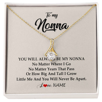 Alluring Beauty Necklace 18K Yellow Gold Finish | Personalized Nonna Necklace From Grandkids Granddaughter Grandson You Will Always Be My Nonna Birthday Mothers Day Christmas Customized Gift Box Message Card | teecentury