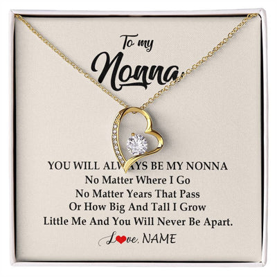 Forever Love Necklace 18K Yellow Gold Finish | Personalized Nonna Necklace From Grandkids Granddaughter Grandson You Will Always Be My Nonna Birthday Mothers Day Christmas Customized Gift Box Message Card | teecentury