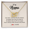 Interlocking Hearts Necklace 18K Yellow Gold Finish | Personalized Nonna Necklace From Grandkids Granddaughter Grandson You're Always In My Heart Nonna Birthday Mothers Day Jewelry Customized Gift Box Message Card | teecentury