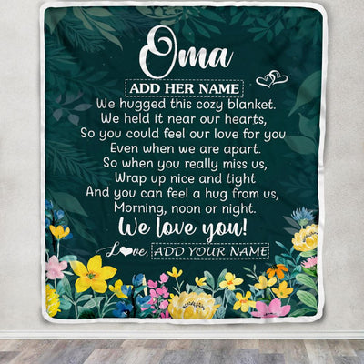 Personalized Oma Blanket From Granddaughter Grandchildren Floral Green We Love You Oma Birthday Gifts Mothers Day Christmas Customized Fleece Blanket | teecentury